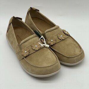 Revitalign Siesta Flower Tan Suede Slip On Loafers Women's Size 11D Wide NWT